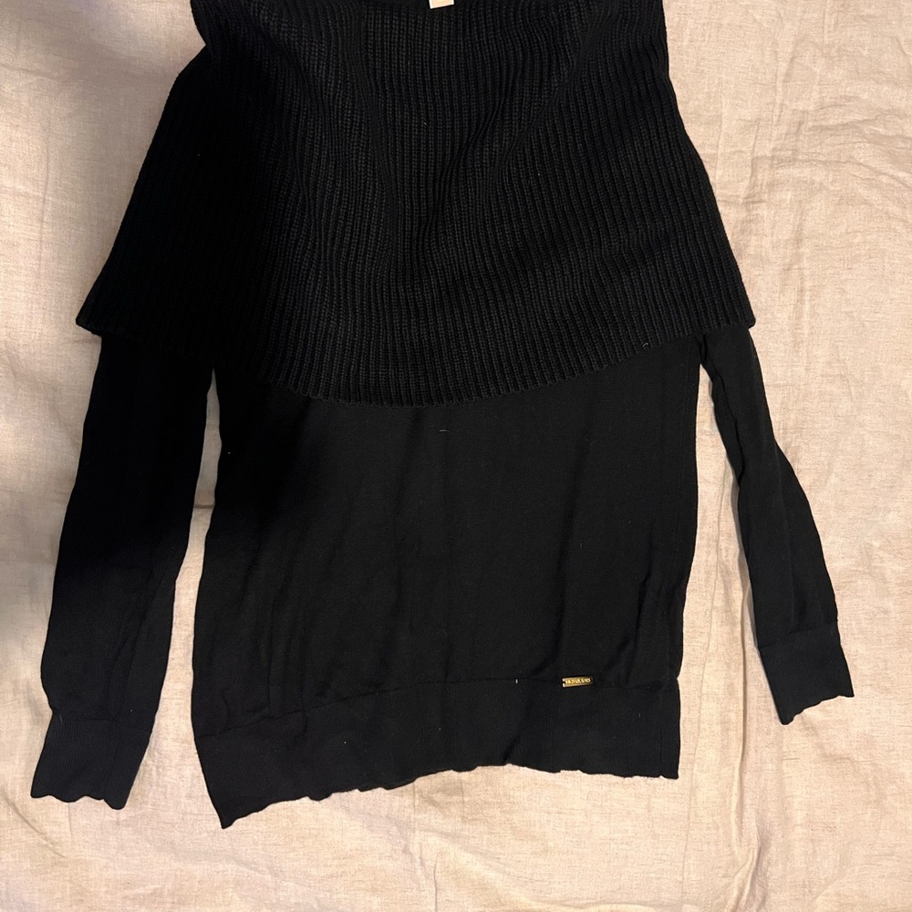 Fold over off shoulder Michael kors black Sweater